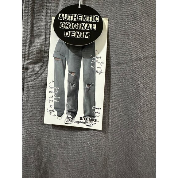 S.O.N.G 90's Boyfriend distressed Jean stovepipe straight button fly size 13/31 - Picture 4 of 8